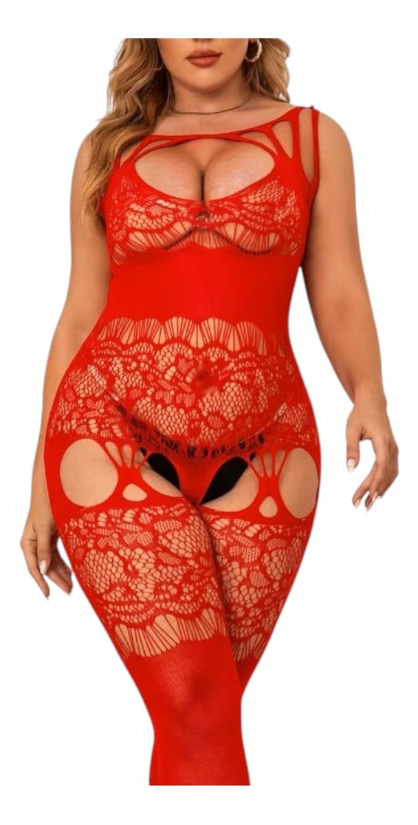 Body Red Entero Con Brillos Talles Pluss