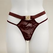 Tanga Bikini Encaje Hilo Dental Medallon Dorado