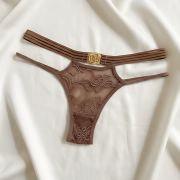 Tanga Bikini Encaje Hilo Dental Medallon Dorado