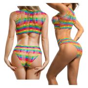 Conjunto Crop Top+culotte Rainbow Talle Único Multicolor