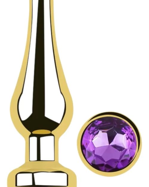 Plug Anal Dorado Con Joya Juguete Sexual Lila/rojo